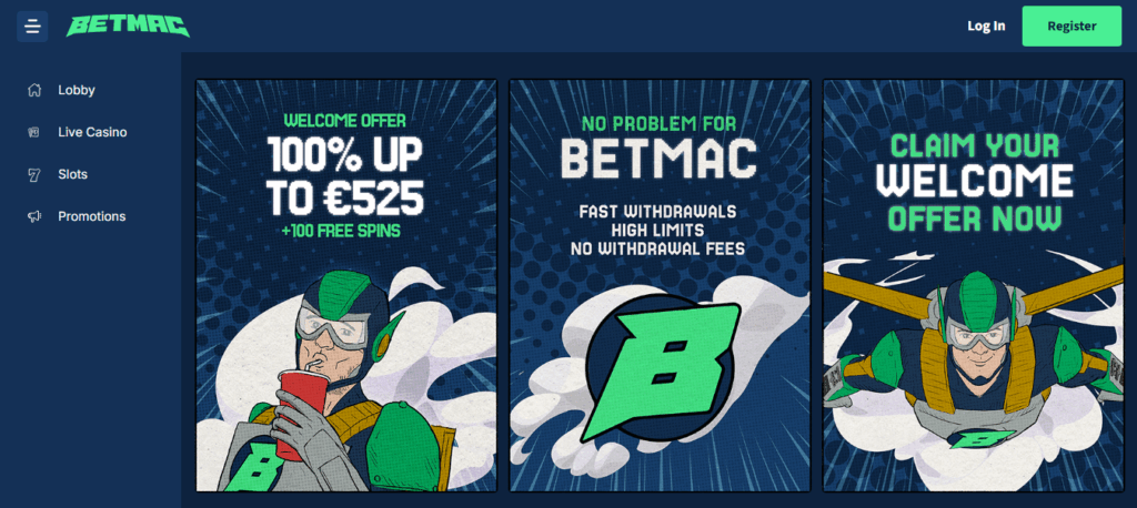 Screenshot of betmac homepage